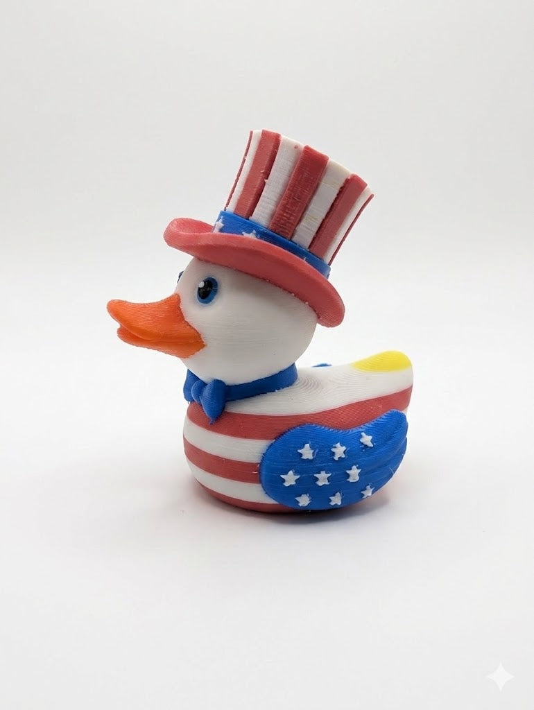 Patriotic Rubber Duck Decor Uncle Sam Duck 3D Printed Americana Desk Toy Fourth of July Decoration