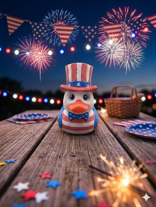 Patriotic Rubber Duck Decor Uncle Sam Duck 3D Printed Americana Desk Toy Fourth of July Decoration